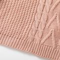 Kid Girl Cut Out Cable Knit Textured Sweater Light Pink
