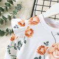 Toddler Girl Ruffled Floral Print Pullover Sweatshirt White image 4