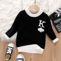 Toddler Boy Trendy Playing Card Print Colorblock Knit Sweater Black/White image 1