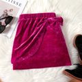 Kid Girl Sweet Wrap Design Elasticized Velvet Skirt Roseo
