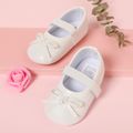 Baby / Toddler Bow Decor Wavy Textured Mary Jane Shoes White