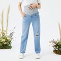 Maternity Ripped Baggy Jeans Light Blue