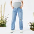 Maternity Ripped Baggy Jeans Light Blue image 2