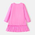 L.O.L. SURPRISE! Kid Girl Character Print Ruffle Hem Long-sleeve Pink Dress Pink