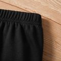 Kid Girl Back Pocket Design Elasticized Straight Black Pants Black