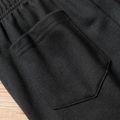 Kid Girl Back Pocket Design Elasticized Straight Black Pants Black