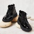 Toddler / Kid Buckle Lace Up Front Black Boots Black
