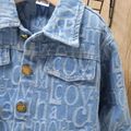 Toddler Boy/Girl Trendy Lapel Collar Letter Print Denim Jacket Blue