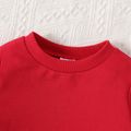 2 قطعة طفل رضيع / فتاة رسالة طباعة طويلة الأكمام قميص من النوع الثقيل و sweatpants مجموعة أحمر image 3