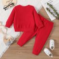 New Year 2pcs Baby Girl Letter Print Red Long-sleeve Sweatshirt and Sweatpants Set Red image 2
