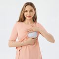 Nursing Side Bow Knot Decor Half-sleeve Top Pink