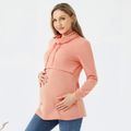 Nursing Half Turtleneck Long-sleeve Drawstring Sweatshirt Pink