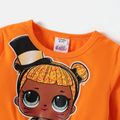 L.O.L. SURPRISE! 2pcs Kid Girl Characters Print Ruffled High Low Long-sleeve Tee and Allover Print Leggings Set Orange image 4