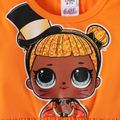 L.O.L. SURPRISE! 2pcs Kid Girl Characters Print Ruffled High Low Long-sleeve Tee and Allover Print Leggings Set Orange image 2