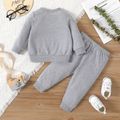 2pcs Baby Boy/Girl Bear Print Grey Long-sleeve Sweatshirt and Sweatpants Set MiddleAsh image 2