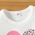 2pcs Kid Girl Leopard Heart Print Long-sleeve Tee and Colorblock Pants Set White