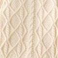 Toddler Girl Turtleneck Solid Color Cable Knit Textured Sweater Beige image 4