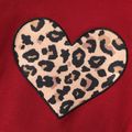 2pcs Kid Girl Leopard Heart Print Hoodie Sweatshirt and Pants Set WineRed