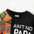2pcs Baby Boy Geo & Letter Print Long-sleeve Spliced Sweatshirt and Sweatpants Set Color block image 3