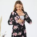 Maternity Allover Floral Print Long-sleeve Dress Black