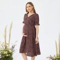 Maternity Fashion Floral Print Short-sleeve Dress Red