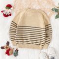 Christmas Baby Boy/Girl Santa Design Striped Knitted Sweater Khaki image 2