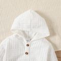 2pcs Baby Boy/Girl Solid Long-sleeve Terry Hoodie and Pants Set OffWhite image 5