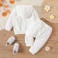 2pcs Baby Boy/Girl Solid Long-sleeve Terry Hoodie and Pants Set OffWhite image 3