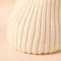 Plain Ribbed Knit Beanie Hat for Mom and Me White image 3