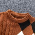 Toddler Boy Casual Plaid Colorblock Textured Knit Sweater Brown image 3