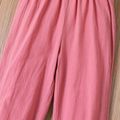 Toddler Girl 100% Cotton Bowknot Design Solid Color Paperbag Pants Dark Pink