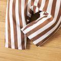 2pcs Baby Boy/Girl Long-sleeve Button Front Brown Striped Jumpsuit with Hat Set Brown image 4