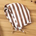 2pcs Baby Boy/Girl Long-sleeve Button Front Brown Striped Jumpsuit with Hat Set Brown