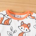 2-Pack Baby Boy 95% Cotton Long-sleeve Fox Graphic Rompers Set MultiColour