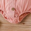 100% Cotton 2pcs Baby Girl Button Front Long-sleeve Romper with Detachable Collar Set darkpink image 3