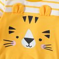 3pcs Baby Boy Striped Long-sleeve Spliced Tiger Print Sweatshirt and Sweatpants with Hat Set Color block