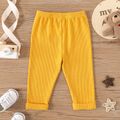 2-Pack Baby Boy Bear Detail Bow Front Solid Waffle Pants Set MultiColour image 4