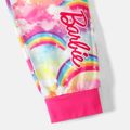 Barbie 2pcs Kid Girl Character Print Long-sleeve Tee and Rainbow Print Pants Pajamas Sleepwear Set Pink image 5