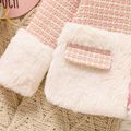 Baby Girl Tweed Spliced Fuzzy Long-sleeve Zipper Coat Pink image 4