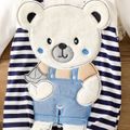 Baby Boy 95% Cotton Long-sleeve Bear Decor Striped Spliced Jumpsuit Blue image 3