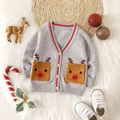 Christmas Baby Boy/Girl Deer Graphic Long-sleeve Button Front Cardigan Sweater Grey image 1