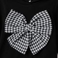 Baby Girl 95% Cotton Long-sleeve Gingham Bow Front Hoodie Black