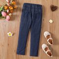 Kid Girl 100% Cotton Solid Color Skinny Imitation Denim Jeans Deep Blue image 2