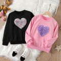 Kid Girl Heart 3D Floral Design Pullover Sweatshirt Pink image 2