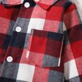 2pcs Baby Lapel Long-sleeve Shirt Romper and 100% Cotton Ripped Jeans Set Red image 4