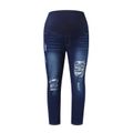 Maternity Plus Size Stretchy Ripped Jeans DeepBlue image 1
