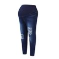 Maternity Plus Size Stretchy Ripped Jeans DeepBlue image 2