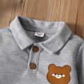 Toddler Girl Animal Bear Print Long-sleeve Polo Tee Lightgrey image 4
