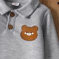Toddler Girl Animal Bear Print Long-sleeve Polo Tee Lightgrey image 5