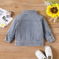 100% Cotton Baby Girl Button Front Long-sleeve Colorful Letter Print Denim Jacket Blue